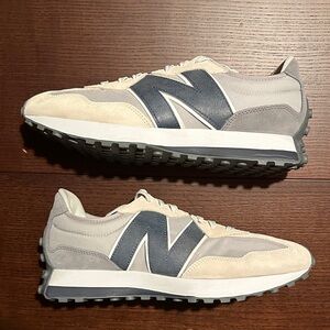 New Balance Men's Cream and Gray Sneakers